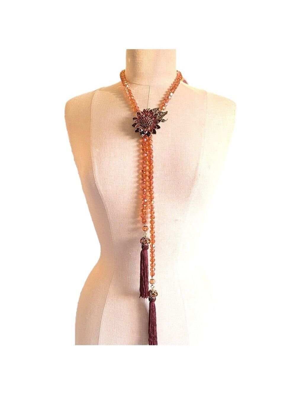 BOHO LUXE | Golden Sunflower Crystal Lariat Necklace | Miss Mandy’s Exclusive - Picture 5 of 12